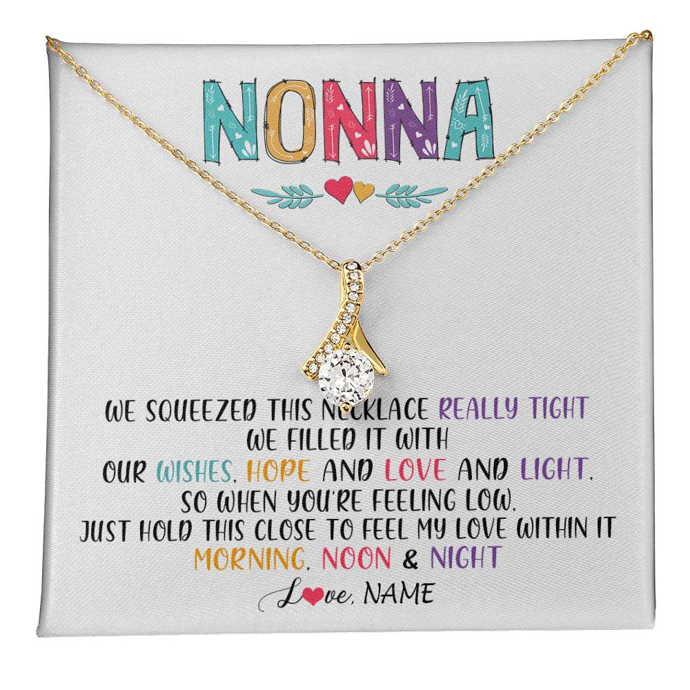 Alluring Beauty Necklace 18K Yellow Gold Finish | 1 | Personalized To My Nonna Necklace From Grandkids Granddaughter We Squeezed This Necklace Nonna Birthday Mothers Day Jewelry Customized Gift Box Message Card | teecentury
