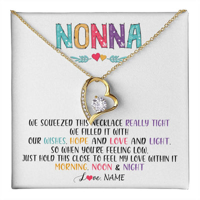 Forever Love Necklace 18K Yellow Gold Finish | 1 | Personalized To My Nonna Necklace From Grandkids Granddaughter We Squeezed This Necklace Nonna Birthday Mothers Day Jewelry Customized Gift Box Message Card | teecentury