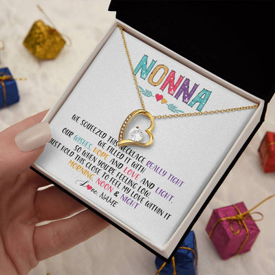 Forever Love Necklace 18K Yellow Gold Finish | 2 | Personalized To My Nonna Necklace From Grandkids Granddaughter We Squeezed This Necklace Nonna Birthday Mothers Day Jewelry Customized Gift Box Message Card | teecentury