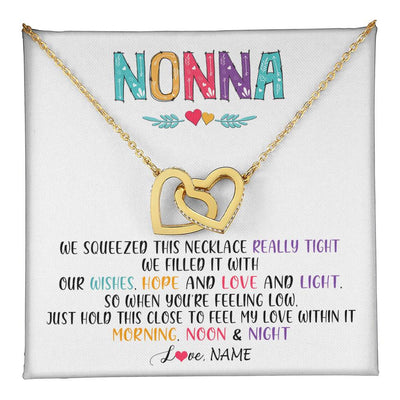 Interlocking Hearts Necklace 18K Yellow Gold Finish | 1 | Personalized To My Nonna Necklace From Grandkids Granddaughter We Squeezed This Necklace Nonna Birthday Mothers Day Jewelry Customized Gift Box Message Card | teecentury
