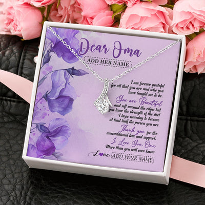 Alluring Beauty Necklace 14K White Gold Finish | 2 | Personalized To My Oma Gifts From Granddaughter Grandson Necklace Flower You Are Beautiful Gifts For Oma Mothers Day Birthday Christmas Gift Box Message Card | teecentury.myshopify