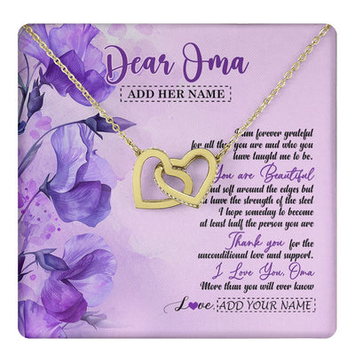 Interlocking Hearts Necklace 18K Yellow Gold Finish | 1 | Personalized To My Oma Gifts From Granddaughter Grandson Necklace Flower You Are Beautiful Gifts For Oma Mothers Day Birthday Christmas Gift Box Message Card | teecentury.myshopify