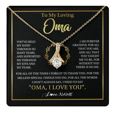 Alluring Beauty Necklace 18K Yellow Gold Finish | 1 | Personalized To My Oma Gifts Necklace From Granddaughter Grandson Grateful Thank You Oma Birthday Mothers Day Christmas Customized Gift Box Message Card | teecentury