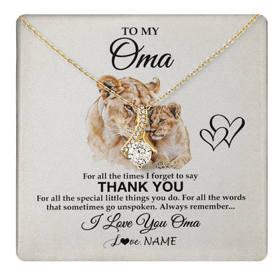 Alluring Beauty Necklace 18K Yellow Gold Finish | 1 | Personalized To My Oma Necklace From Granddaughter Grandson Thank You Lion Oma Gift For Mothers Day Birthday Gift Christmas For Oma Gift Box Message Card | teecentury