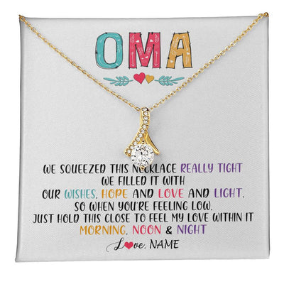 Alluring Beauty Necklace 18K Yellow Gold Finish | 1 | Personalized To My Oma Necklace From Grandkids Granddaughter We Squeezed This Necklace Oma Birthday Mothers Day Christmas Customized Gift Box Message Card | teecentury