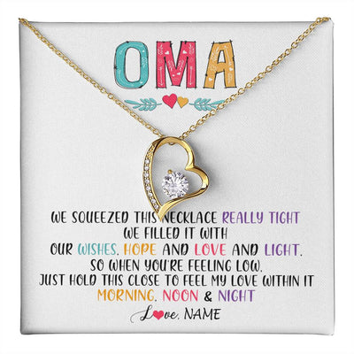 Forever Love Necklace 18K Yellow Gold Finish | 1 | Personalized To My Oma Necklace From Grandkids Granddaughter We Squeezed This Necklace Oma Birthday Mothers Day Christmas Customized Gift Box Message Card | teecentury