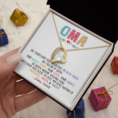 Forever Love Necklace 18K Yellow Gold Finish | 2 | Personalized To My Oma Necklace From Grandkids Granddaughter We Squeezed This Necklace Oma Birthday Mothers Day Christmas Customized Gift Box Message Card | teecentury
