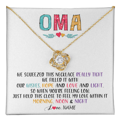 Love Knot Necklace 18K Yellow Gold Finish | 1 | Personalized To My Oma Necklace From Grandkids Granddaughter We Squeezed This Necklace Oma Birthday Mothers Day Christmas Customized Gift Box Message Card | teecentury