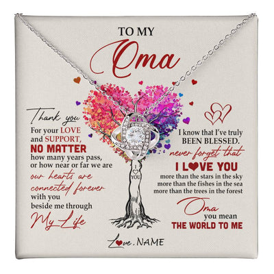 Love Knot Necklace 14K White Gold Finish | 1 | Personalized To My Oma Necklace From Grandkids Never Forget That I Love You You Mean The World Oma Birthday Mothers Day Christmas Customized Gift Box Message Card | teecentury