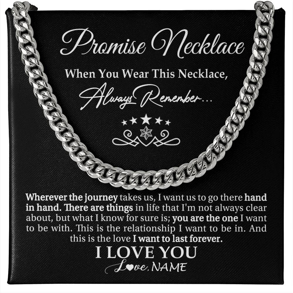 Cuban Link Chain Necklace Stainless Steel | 1 | Personalized To My Promise Necklace For Boyfiend I Love You Gift Ideas For Boyfriend Birthday Anniversary Day Christmas Customized Gift Box Message Card | teecentury