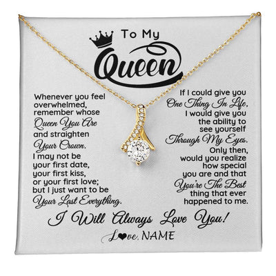 Alluring Beauty Necklace 18K Yellow Gold Finish | 1 | Personalized To My Queen Necklace From Husband Whenever You Feel Overwhelmed Soulmate Wife Valentines Day Birthday Christmas Customized Gift Box Message Card | teecentury