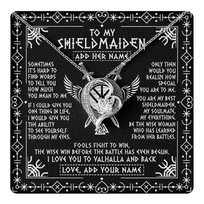 Forever Love Necklace 14K White Gold Finish | 1 | Personalized To My Shieldmaiden Gifts Necklace Viking Valhalla Scandinavian For Girlfriend Wife Custom Birthday Romantic Jewelry Gift Box Message Card | https://teecentury.