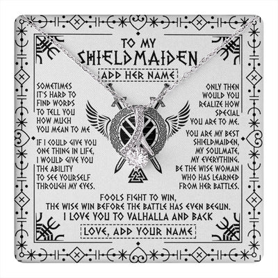 Alluring Beauty Necklace 14K White Gold Finish | 1 | Personalized To My Shieldmaiden Gifts Necklace Viking Valhalla Scandinavian For Wife Girlfriend Custom Anniversary Birthday Jewelry Gift Box Message Card | https://teecentury.