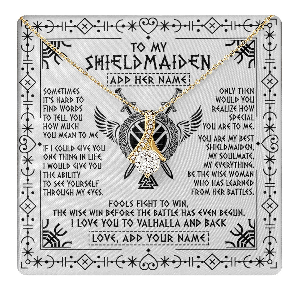 Alluring Beauty Necklace 18K Yellow Gold Finish | 1 | Personalized To My Shieldmaiden Gifts Necklace Viking Valhalla Scandinavian For Wife Girlfriend Custom Anniversary Birthday Jewelry Gift Box Message Card | https://teecentury.