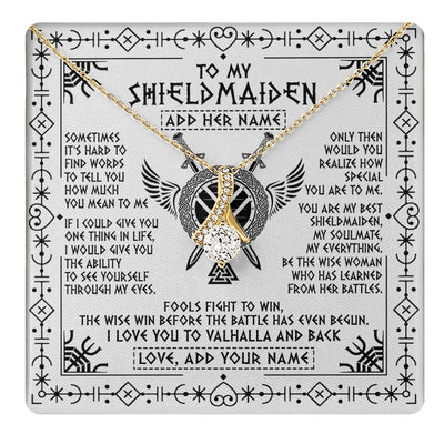 Alluring Beauty Necklace 18K Yellow Gold Finish | 1 | Personalized To My Shieldmaiden Gifts Necklace Viking Valhalla Scandinavian For Wife Girlfriend Custom Anniversary Birthday Jewelry Gift Box Message Card | https://teecentury.