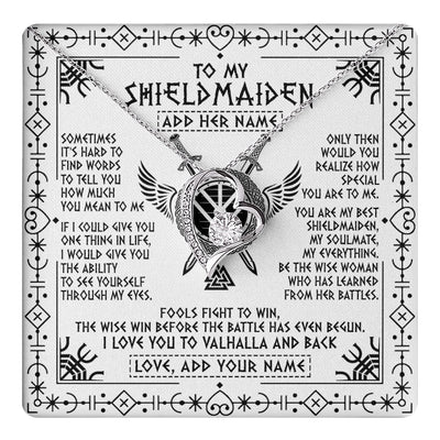 Forever Love Necklace 14K White Gold Finish | 1 | Personalized To My Shieldmaiden Gifts Necklace Viking Valhalla Scandinavian For Wife Girlfriend Custom Anniversary Birthday Jewelry Gift Box Message Card | https://teecentury.