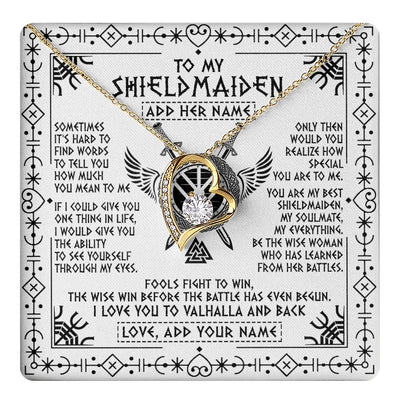 Forever Love Necklace 18K Yellow Gold Finish | 1 | Personalized To My Shieldmaiden Gifts Necklace Viking Valhalla Scandinavian For Wife Girlfriend Custom Anniversary Birthday Jewelry Gift Box Message Card | https://teecentury.