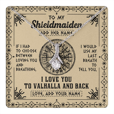 Alluring Beauty Necklace 14K White Gold Finish | 1 | Personalized To My Shieldmaiden Necklace Viking I Love You Valhalla Wife Viking Jewelry For Women Daughter Birthday Gifts Christmas Gift Box Message Card | teecentury.myshopify