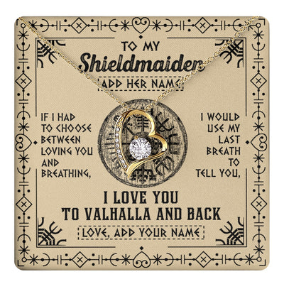 Forever Love Necklace 18K Yellow Gold Finish | 1 | Personalized To My Shieldmaiden Necklace Viking I Love You Valhalla Wife Viking Jewelry For Women Daughter Birthday Gifts Christmas Gift Box Message Card | teecentury.myshopify