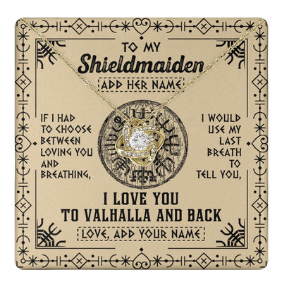 Love Knot Necklace 18K Yellow Gold Finish | 1 | Personalized To My Shieldmaiden Necklace Viking I Love You Valhalla Wife Viking Jewelry For Women Daughter Birthday Gifts Christmas Gift Box Message Card | teecentury.myshopify