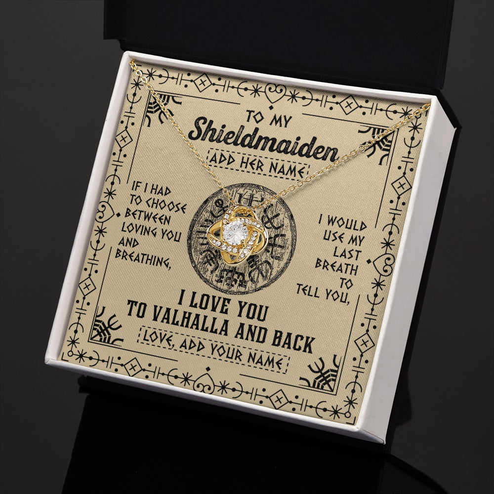 Love Knot Necklace 18K Yellow Gold Finish | 2 | Personalized To My Shieldmaiden Necklace Viking I Love You Valhalla Wife Viking Jewelry For Women Daughter Birthday Gifts Christmas Gift Box Message Card | teecentury.myshopify