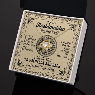 Love Knot Necklace 18K Yellow Gold Finish | 2 | Personalized To My Shieldmaiden Necklace Viking I Love You Valhalla Wife Viking Jewelry For Women Daughter Birthday Gifts Christmas Gift Box Message Card | teecentury.myshopify