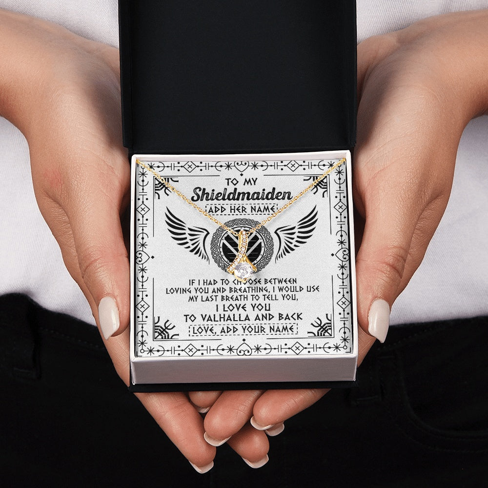 Alluring Beauty Necklace 18K Yellow Gold Finish | 2 | Personalized To My Shieldmaiden Necklace Viking Jewelry For Women I Love You Valhalla Gift For Wife Girlfriend Birthday Christmas Custom Gift Box Message Card | teecentury.myshopify