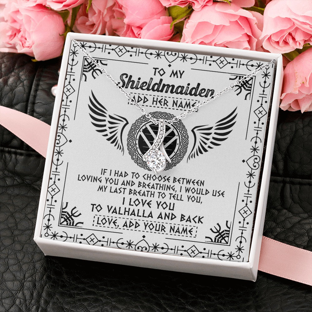 Alluring Beauty Necklace 14K White Gold Finish | 2 | Personalized To My Shieldmaiden Necklace Viking Jewelry For Women I Love You Valhalla Gift For Wife Girlfriend Birthday Christmas Custom Gift Box Message Card | teecentury.myshopify