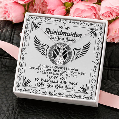 Alluring Beauty Necklace 14K White Gold Finish | 2 | Personalized To My Shieldmaiden Necklace Viking Jewelry For Women I Love You Valhalla Gift For Wife Girlfriend Birthday Christmas Custom Gift Box Message Card | teecentury.myshopify