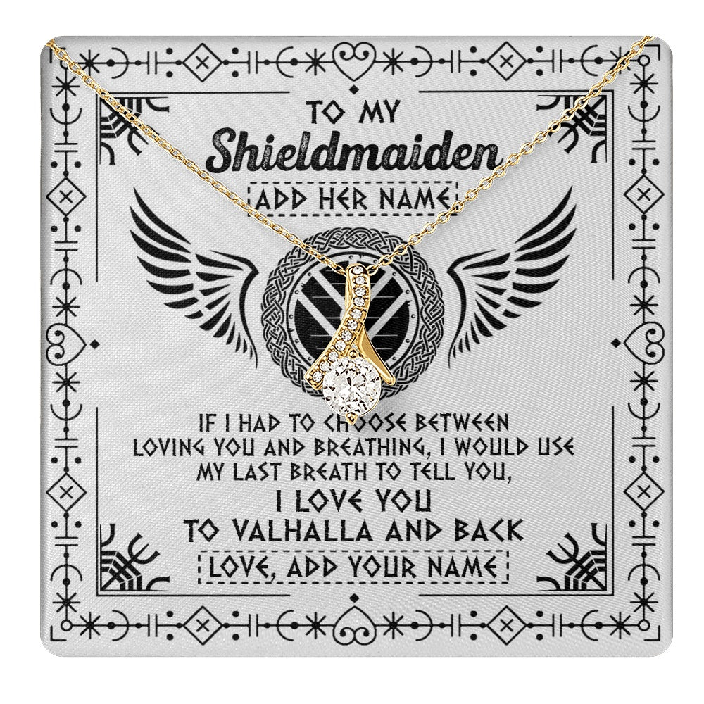 Alluring Beauty Necklace 18K Yellow Gold Finish | 1 | Personalized To My Shieldmaiden Necklace Viking Jewelry For Women I Love You Valhalla Gift For Wife Girlfriend Birthday Christmas Custom Gift Box Message Card | teecentury.myshopify