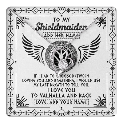 Forever Love Necklace 14K White Gold Finish | 1 | Personalized To My Shieldmaiden Necklace Viking Jewelry For Women I Love You Valhalla Gift For Wife Girlfriend Birthday Christmas Custom Gift Box Message Card | teecentury.myshopify