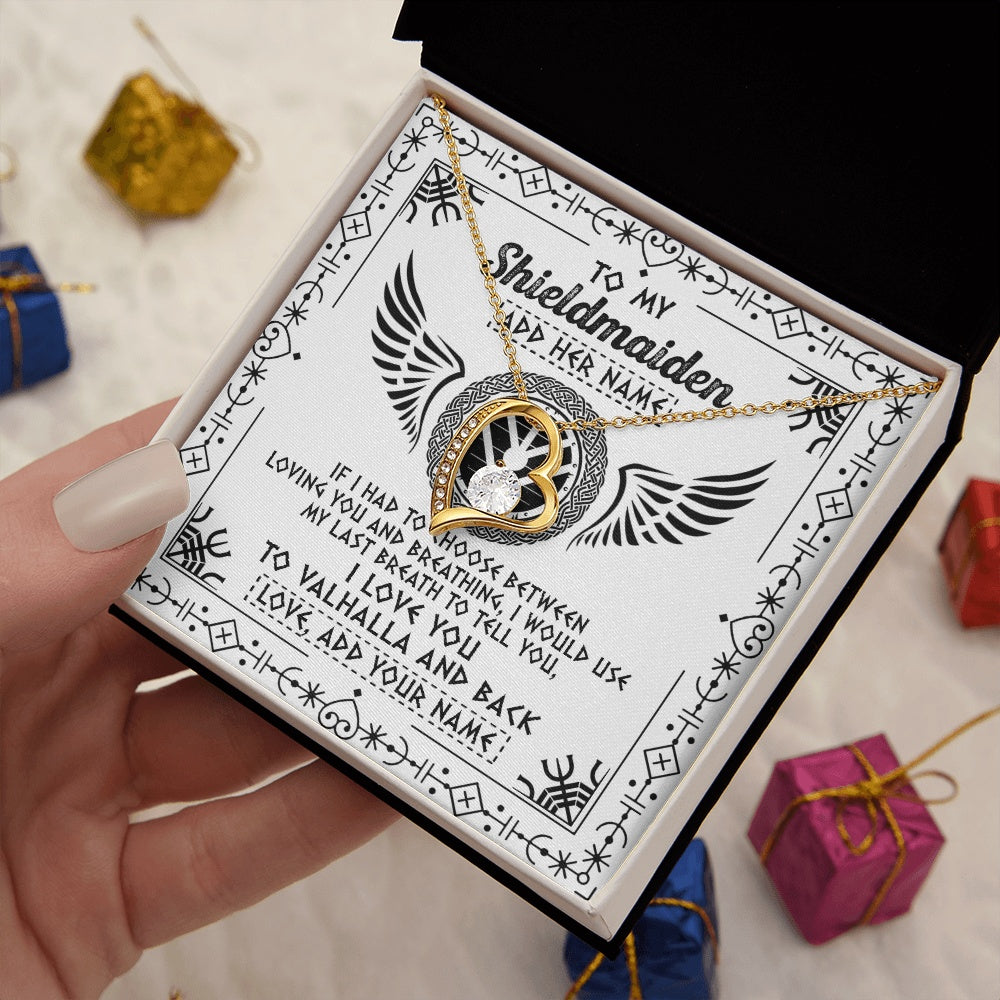 Forever Love Necklace 18K Yellow Gold Finish | 2 | Personalized To My Shieldmaiden Necklace Viking Jewelry For Women I Love You Valhalla Gift For Wife Girlfriend Birthday Christmas Custom Gift Box Message Card | teecentury.myshopify