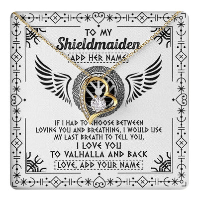 Forever Love Necklace 18K Yellow Gold Finish | 1 | Personalized To My Shieldmaiden Necklace Viking Jewelry For Women I Love You Valhalla Gift For Wife Girlfriend Birthday Christmas Custom Gift Box Message Card | teecentury.myshopify