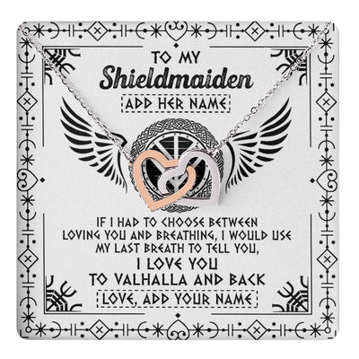 Interlocking Hearts Necklace Stainless Steel & Rose Gold Finish | 1 | Personalized To My Shieldmaiden Necklace Viking Jewelry For Women I Love You Valhalla Gift For Wife Girlfriend Birthday Christmas Custom Gift Box Message Card | teecentury.myshopify