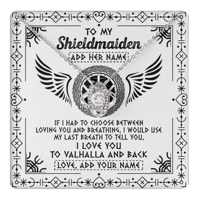 Love Knot Necklace 14K White Gold Finish | 1 | Personalized To My Shieldmaiden Necklace Viking Jewelry For Women I Love You Valhalla Gift For Wife Girlfriend Birthday Christmas Custom Gift Box Message Card | teecentury.myshopify