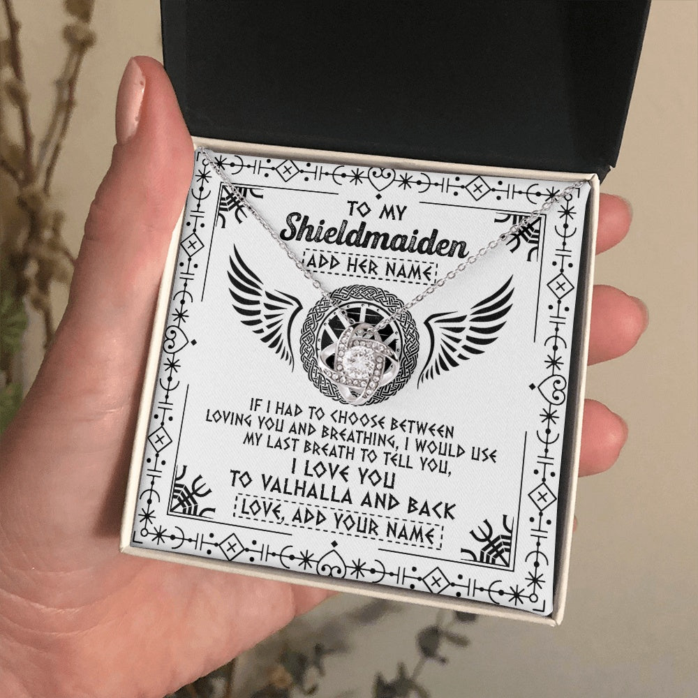 Love Knot Necklace 14K White Gold Finish | 2 | Personalized To My Shieldmaiden Necklace Viking Jewelry For Women I Love You Valhalla Gift For Wife Girlfriend Birthday Christmas Custom Gift Box Message Card | teecentury.myshopify