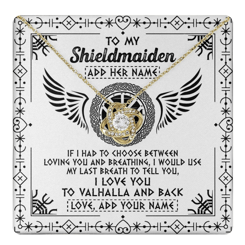 Love Knot Necklace 18K Yellow Gold Finish | 1 | Personalized To My Shieldmaiden Necklace Viking Jewelry For Women I Love You Valhalla Gift For Wife Girlfriend Birthday Christmas Custom Gift Box Message Card | teecentury.myshopify