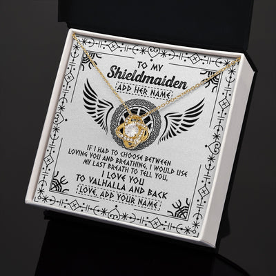 Love Knot Necklace 18K Yellow Gold Finish | 2 | Personalized To My Shieldmaiden Necklace Viking Jewelry For Women I Love You Valhalla Gift For Wife Girlfriend Birthday Christmas Custom Gift Box Message Card | teecentury.myshopify