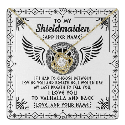 Love Knot Necklace 18K Yellow Gold Finish | 1 | Personalized To My Shieldmaiden Necklace Viking Jewelry For Women I Love You Valhalla Gift For Wife Girlfriend Birthday Christmas Custom Gift Box Message Card | teecentury.myshopify