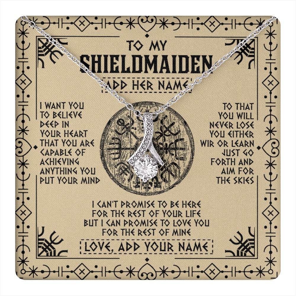 Alluring Beauty Necklace 14K White Gold Finish | 1 | Personalized To My Shieldmaiden Necklace Viking Never Lose Niece Granddaughter Daughter Birthday Gifts Christmas Jewelry Customized Gift Box Message Card | teecentury.myshopify