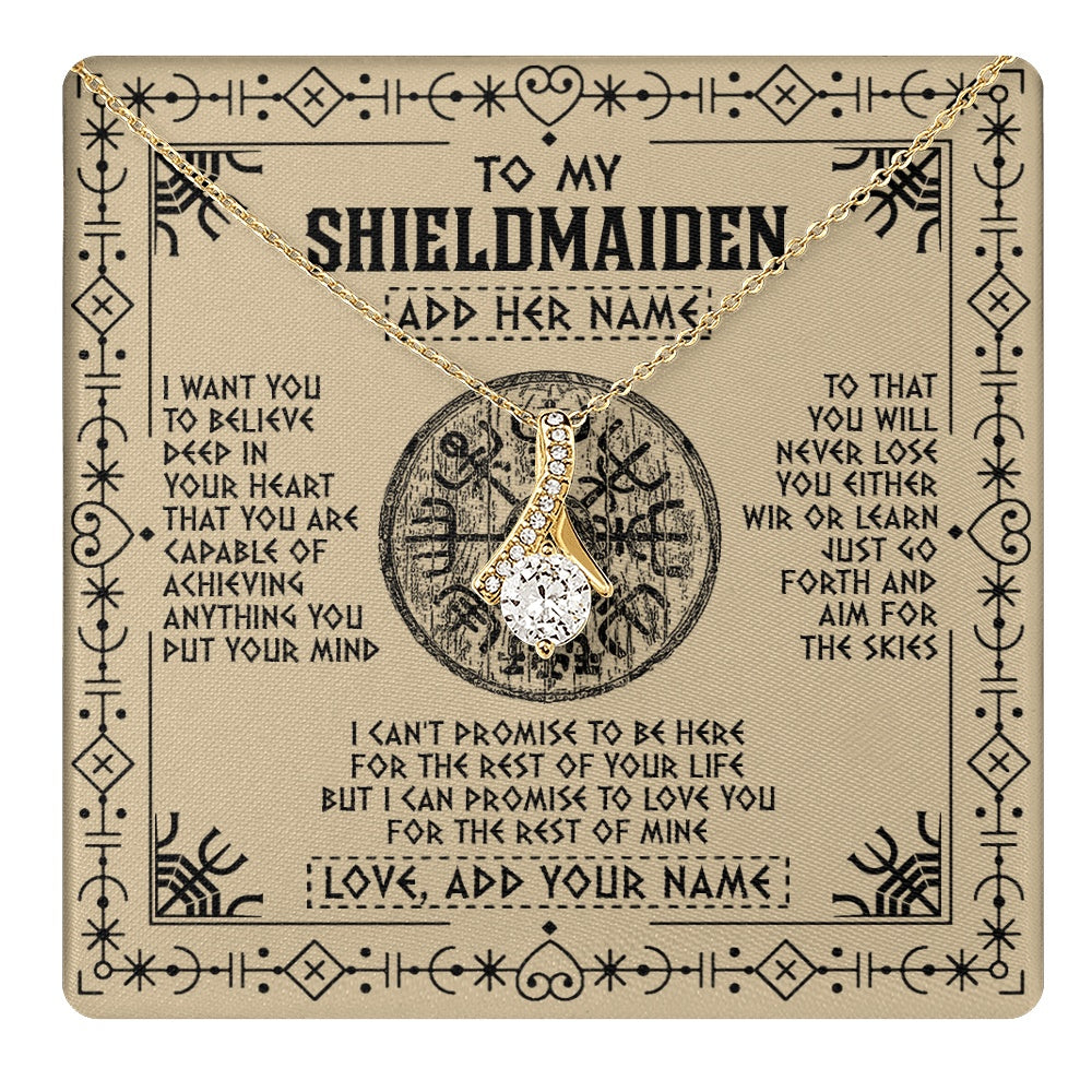 Alluring Beauty Necklace 18K Yellow Gold Finish | 1 | Personalized To My Shieldmaiden Necklace Viking Never Lose Niece Granddaughter Daughter Birthday Gifts Christmas Jewelry Customized Gift Box Message Card | teecentury.myshopify