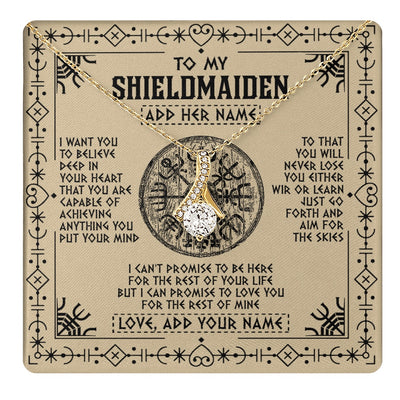 Alluring Beauty Necklace 18K Yellow Gold Finish | 1 | Personalized To My Shieldmaiden Necklace Viking Never Lose Niece Granddaughter Daughter Birthday Gifts Christmas Jewelry Customized Gift Box Message Card | teecentury.myshopify