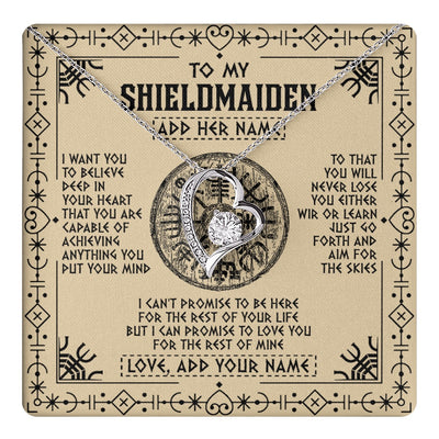 Forever Love Necklace 14K White Gold Finish | 1 | Personalized To My Shieldmaiden Necklace Viking Never Lose Niece Granddaughter Daughter Birthday Gifts Christmas Jewelry Customized Gift Box Message Card | teecentury.myshopify