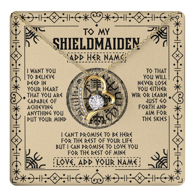 Forever Love Necklace 18K Yellow Gold Finish | 1 | Personalized To My Shieldmaiden Necklace Viking Never Lose Niece Granddaughter Daughter Birthday Gifts Christmas Jewelry Customized Gift Box Message Card | teecentury.myshopify