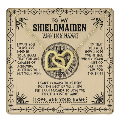 Interlocking Hearts Necklace 18K Yellow Gold Finish | 1 | Personalized To My Shieldmaiden Necklace Viking Never Lose Niece Granddaughter Daughter Birthday Gifts Christmas Jewelry Customized Gift Box Message Card | teecentury.myshopify