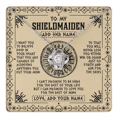 Love Knot Necklace 14K White Gold Finish | 1 | Personalized To My Shieldmaiden Necklace Viking Never Lose Niece Granddaughter Daughter Birthday Gifts Christmas Jewelry Customized Gift Box Message Card | teecentury.myshopify