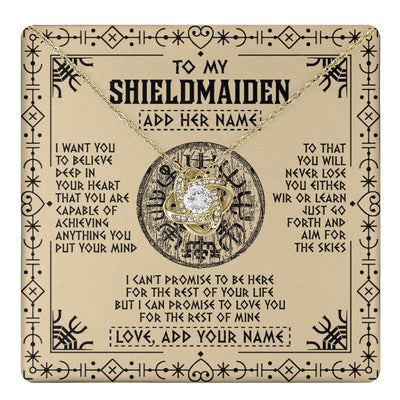 Love Knot Necklace 18K Yellow Gold Finish | 1 | Personalized To My Shieldmaiden Necklace Viking Never Lose Niece Granddaughter Daughter Birthday Gifts Christmas Jewelry Customized Gift Box Message Card | teecentury.myshopify