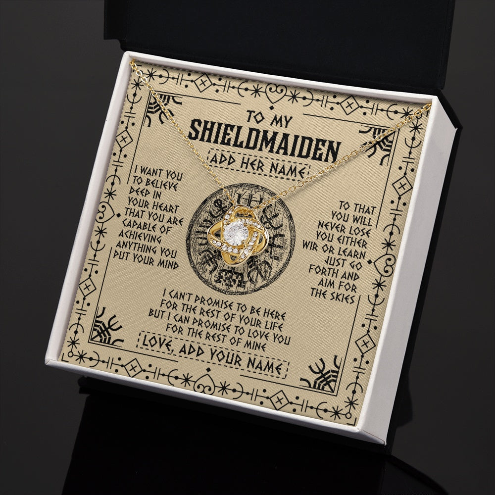 Love Knot Necklace 18K Yellow Gold Finish | 2 | Personalized To My Shieldmaiden Necklace Viking Never Lose Niece Granddaughter Daughter Birthday Gifts Christmas Jewelry Customized Gift Box Message Card | teecentury.myshopify