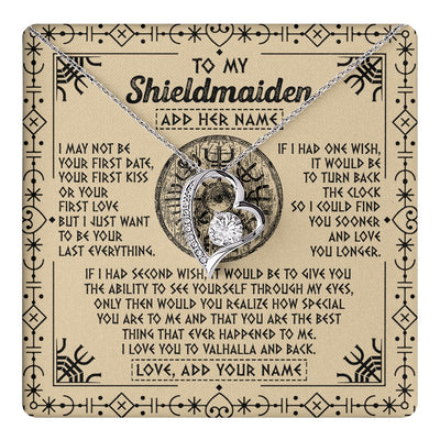 Forever Love Necklace 14K White Gold Finish | 1 | Personalized To My Shieldmaiden Viking Necklace Vintage I Love You To Valhalla Jewelry Girlfriend Wife Birthday Gifts Anniversary Custom Gift Box Message Card | https://teecentury.