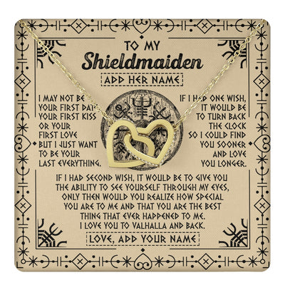 Interlocking Hearts Necklace 18K Yellow Gold Finish | 1 | Personalized To My Shieldmaiden Viking Necklace Vintage I Love You To Valhalla Jewelry Girlfriend Wife Birthday Gifts Anniversary Custom Gift Box Message Card | https://teecentury.